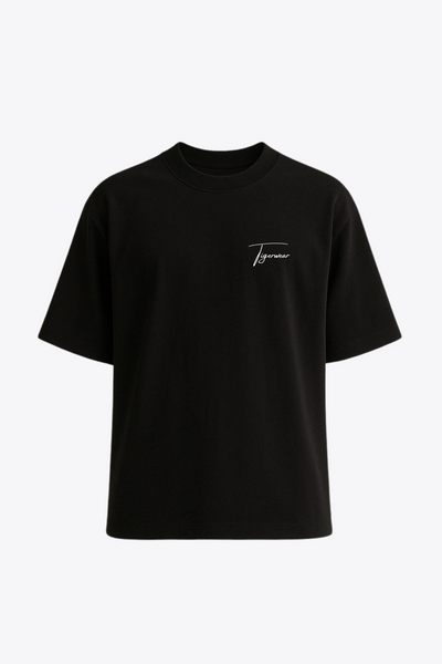 Embroidered Logo Oversized Tee – 9 oz Heavyweight Black | Tiger Embroidered Logo Oversized Tee – 9 oz Heavyweight Black | Tiger