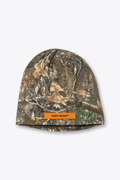 Woodland Pro Beanie by Tigerwear, woodland camo with orange PVC label, front view