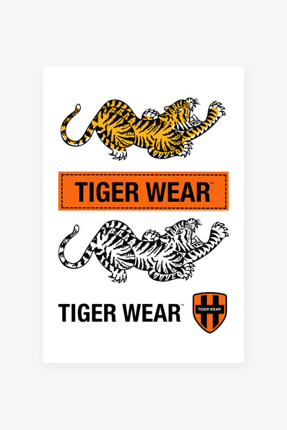 Tigerwear Archive sticker sheet, 5 vinyl stickers