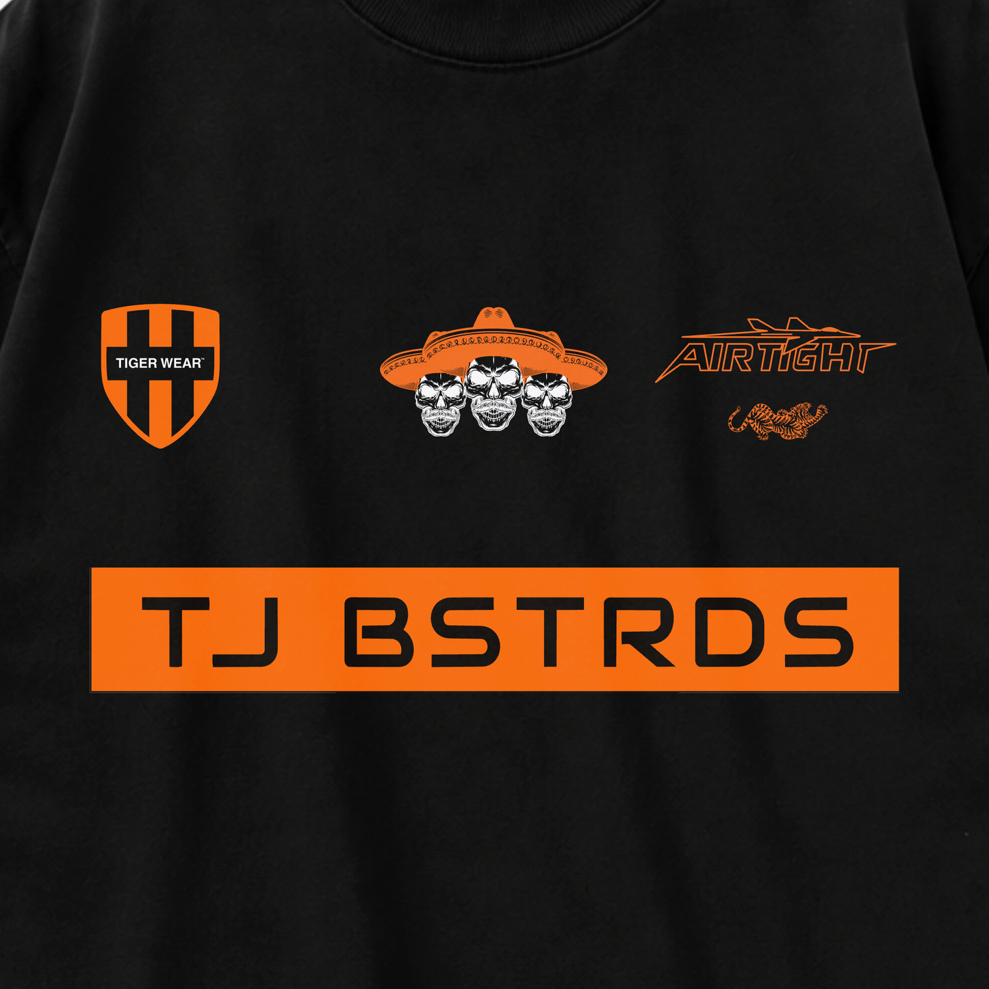 TJ Bastards x Tigerwear Tee, chest print detail