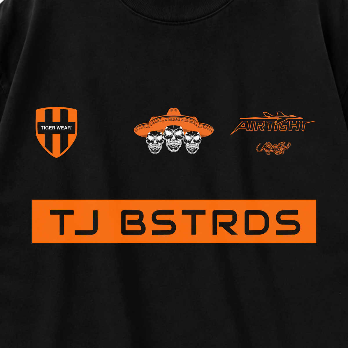 TJ Bastards x Tigerwear Tee, chest print detail